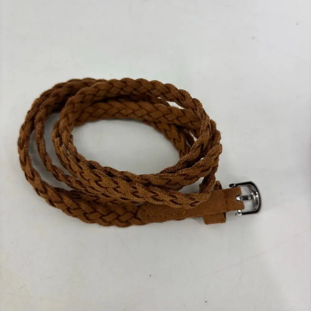 Womens Skinny Brown Belts Lot of 2 Casual Fashion Braided Weaved